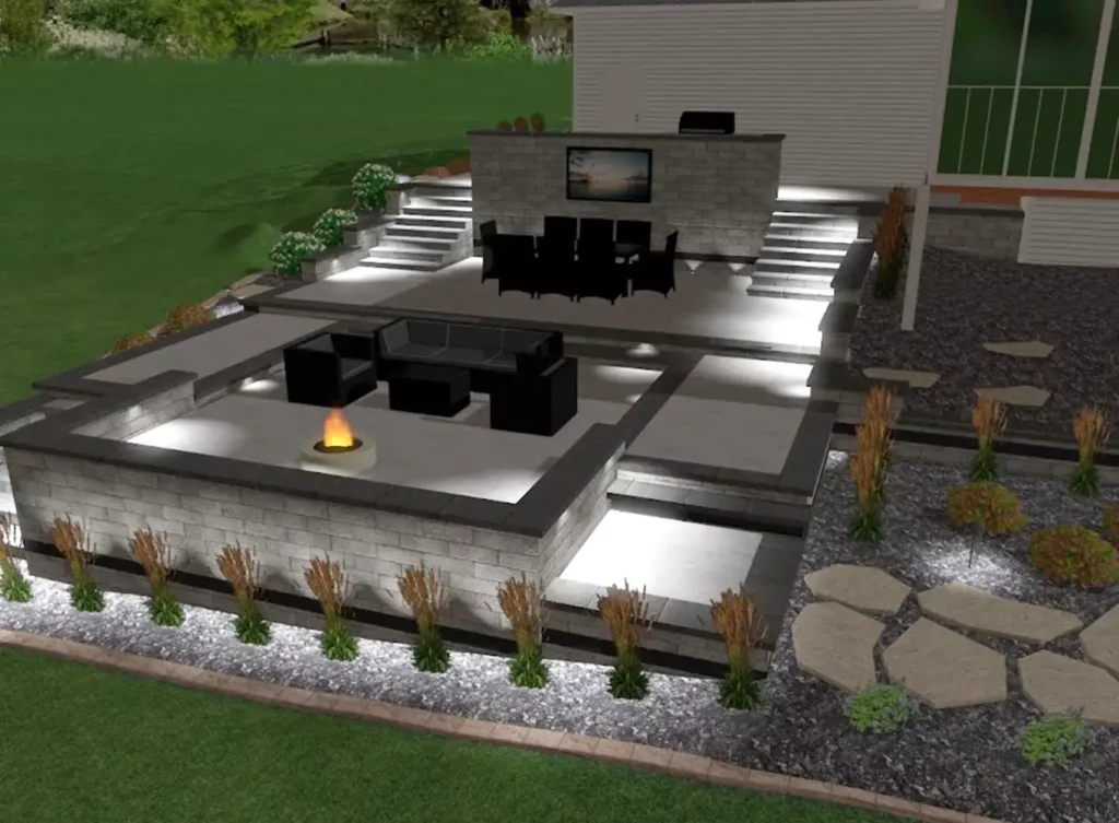 3D landscape design concept for outdoor living space bloomington illinois